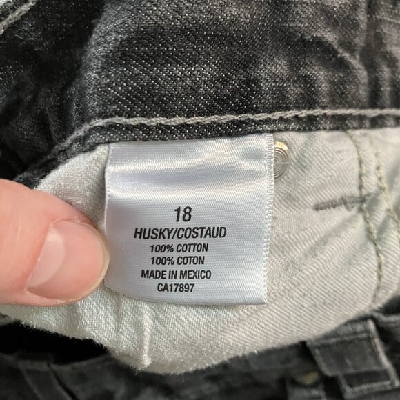 Y2K Old Navy Denim Carpenter Jeans Boys 18 Husky Cargo Faded Black - Picture 5 of 10